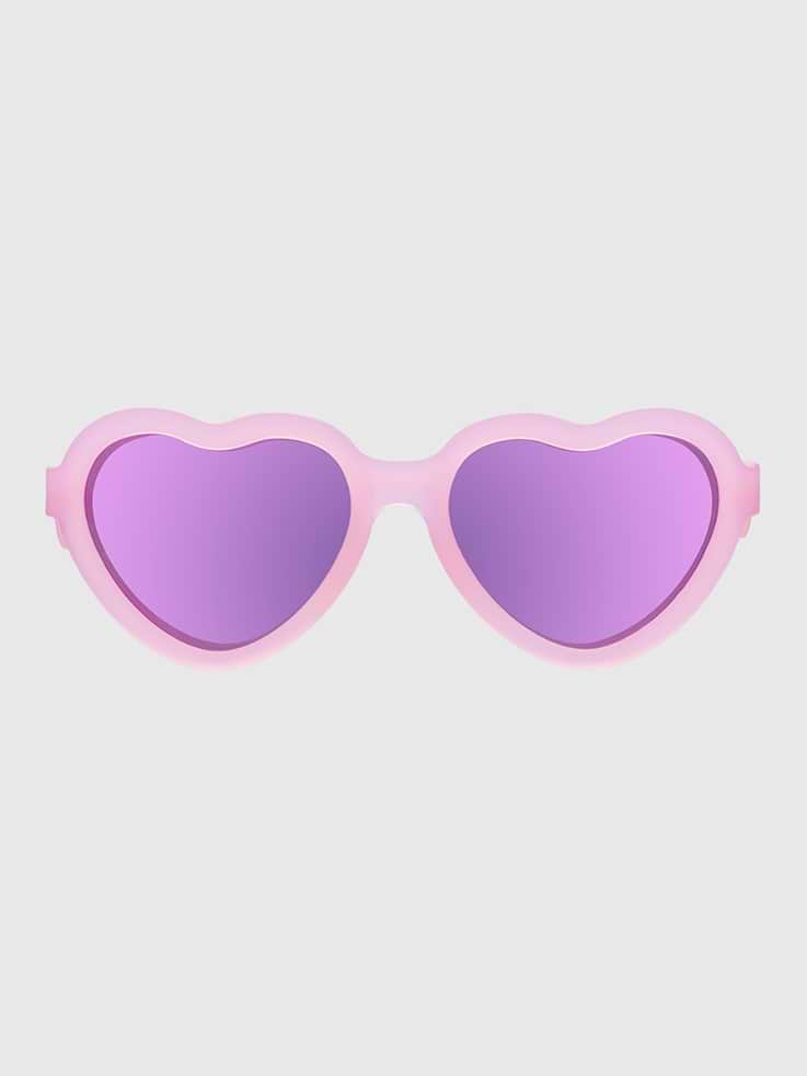 Image 1 of 4, Show off your unique style with Heart shaped sunglasses from Babiators collection., Comes in three awesome frame sizes that fit babies, toddlers & kids ages 6 months up to age 6Y+!, Babiators sunglasses are highly durable, featuring flexible rubber frames and impact and shatter resistant lenses that won’t break when you bend, twist, or step on them., Each pair comes with a microfiber storage bag that doubles as a cleaning cloth to keep your little one’s shades safe and clean.