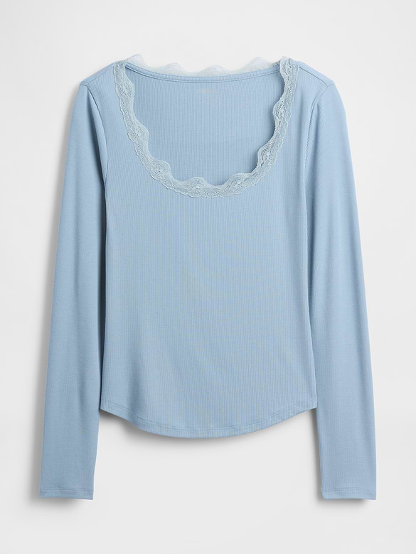 Mini Rib Lace-Trim PJ Top