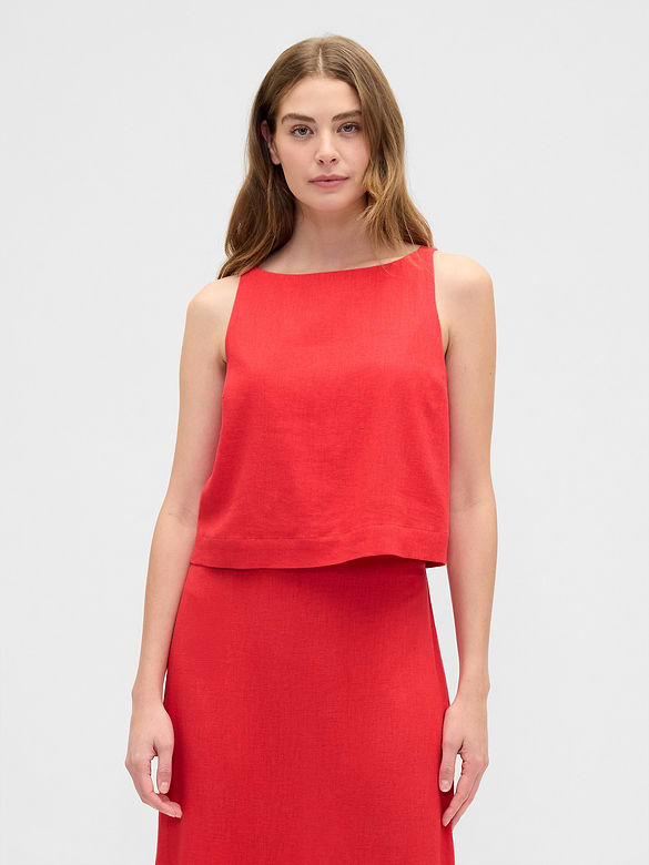 Linen-Blend Apron Top
