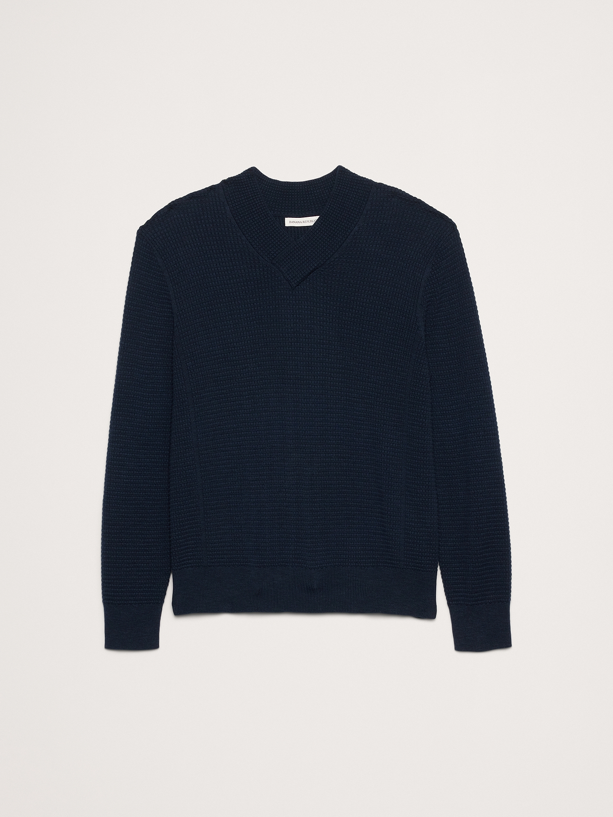 『TEN Vneck COTTON KNIT NAVY L』 Cotton Thermal-Knit V-Neck Sweater | Banana Republic
