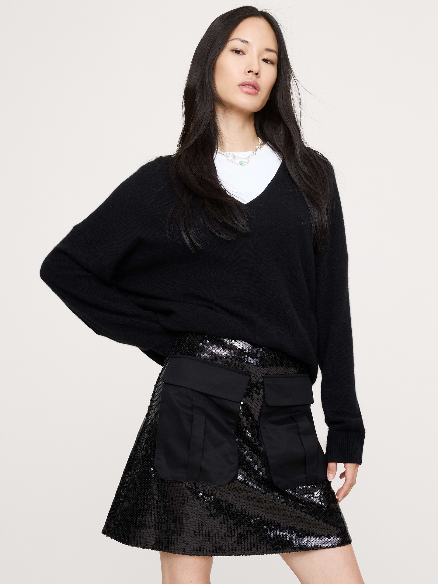 Image number 1 showing, Sequin Ponte Mini Skirt