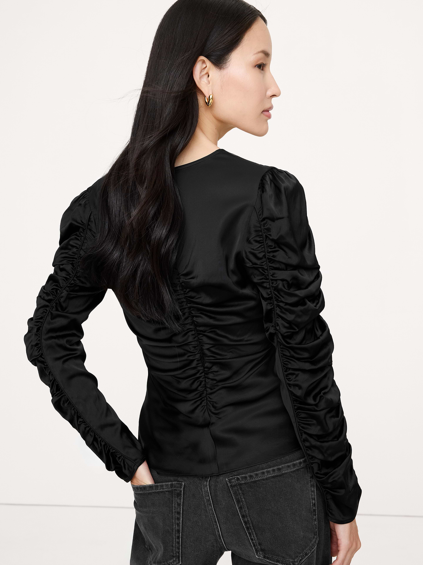 Image number 5 showing, Stretch-Satin Ruched Top