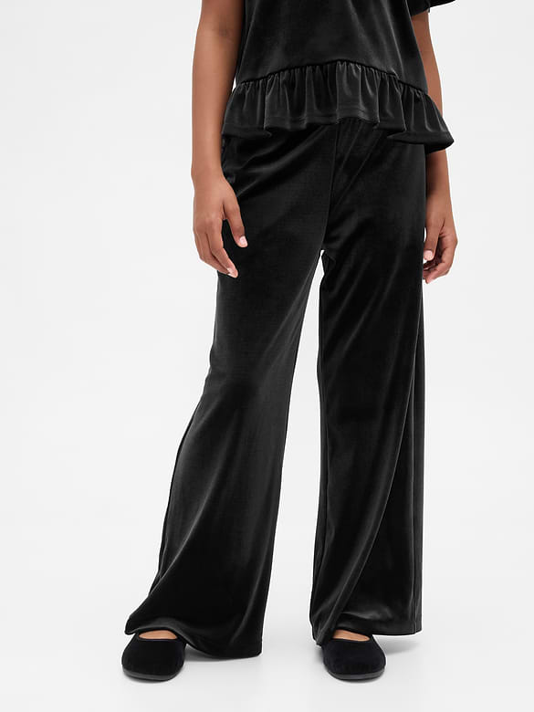 Kids Velvet Wide-Leg Pants