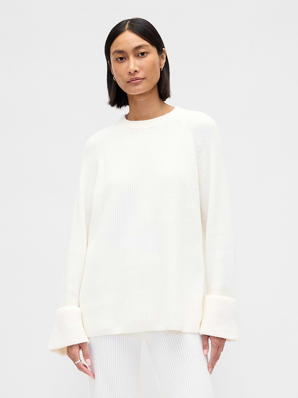 CashSoft Shaker-Stitch Boyfriend Sweater