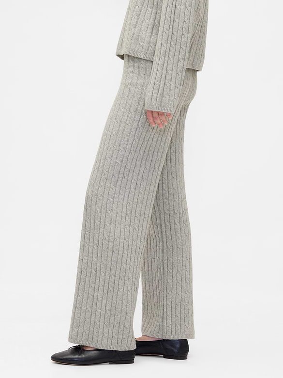 CashSoft Cable-Knit Sweater Pants