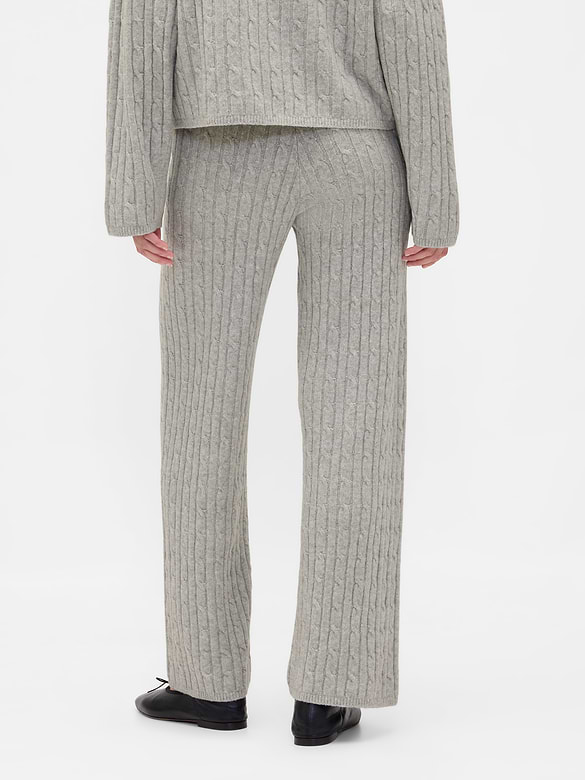 CashSoft Cable-Knit Sweater Pants