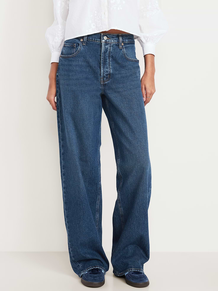 Image number 2 showing, Mid-Rise Slouchy Wide-Leg Jeans