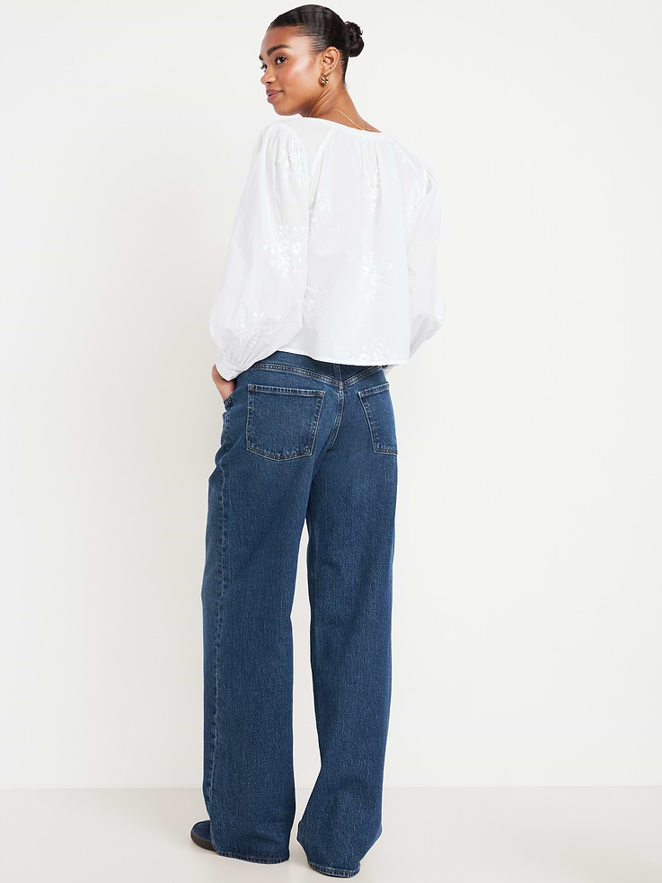 Image number 3 showing, Mid-Rise Slouchy Wide-Leg Jeans