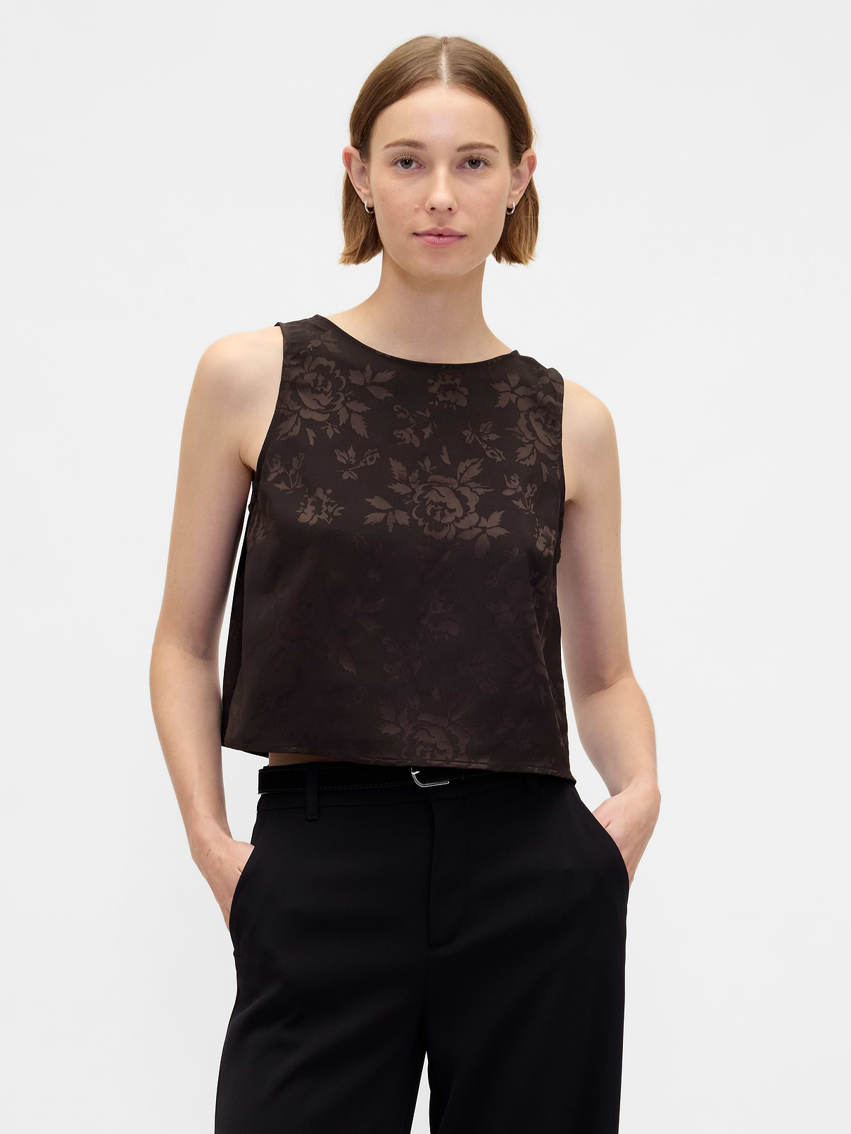 Jacquard Crop Shell Tank Top