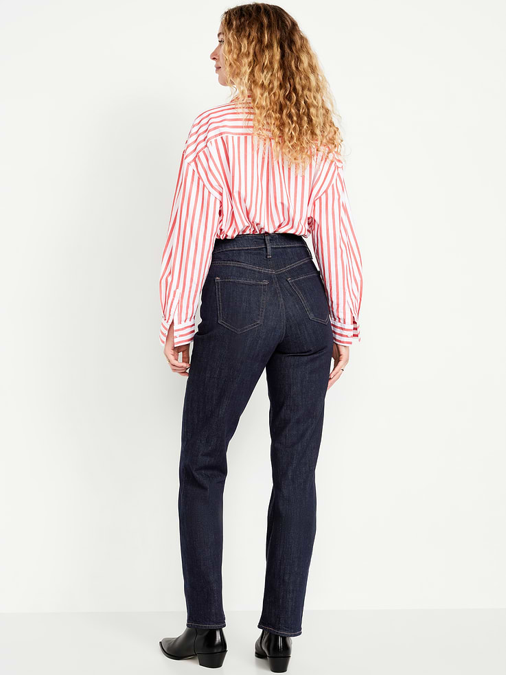 Image number 3 showing, Extra High-Waisted Straight Jeans