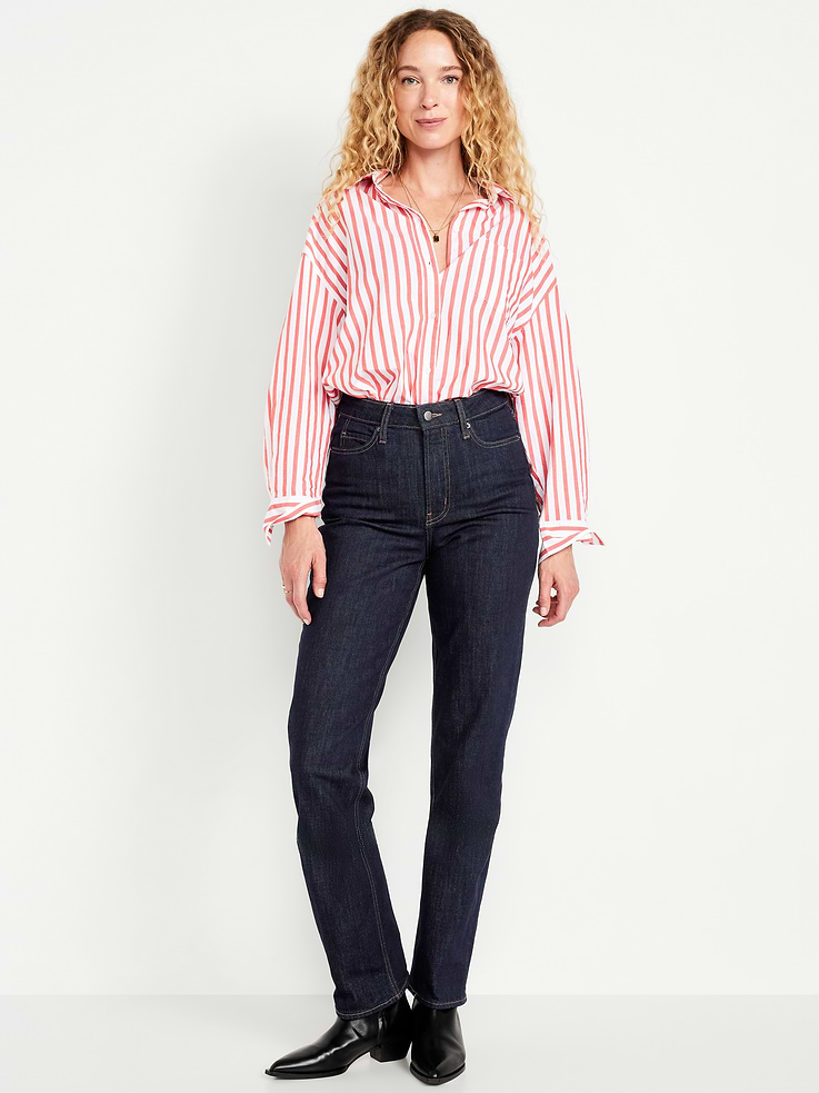 Image number 1 showing, Extra High-Waisted Straight Jeans