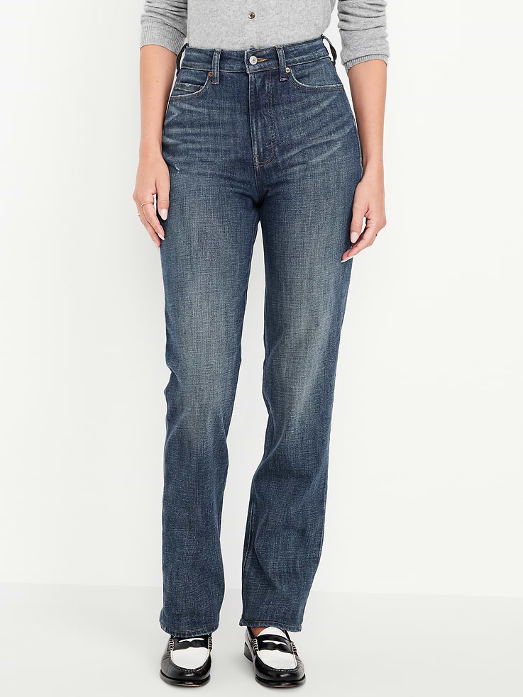 Image number 2 showing, Extra High-Waisted Straight Jeans