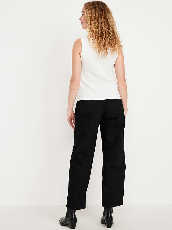 High-Waisted Baggy Barrel Ankle Jeans