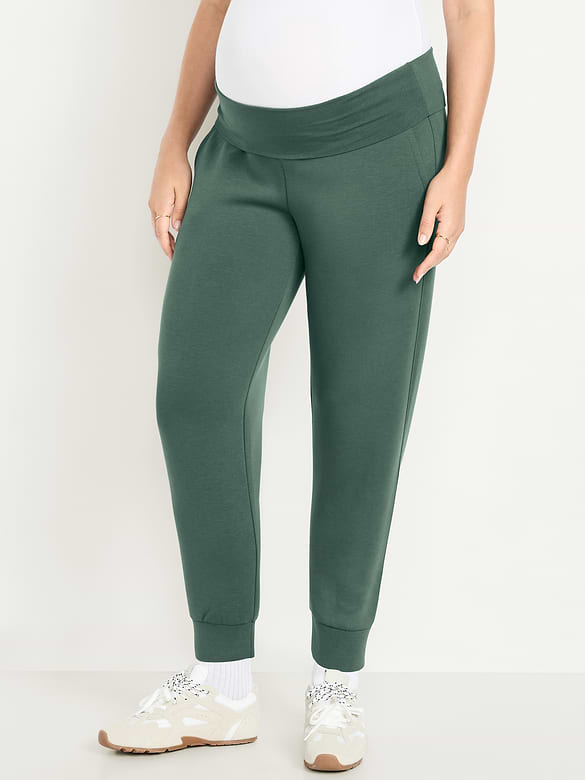 Maternity Bounce Fleece Rollover-Waist Jogger Sweatpants