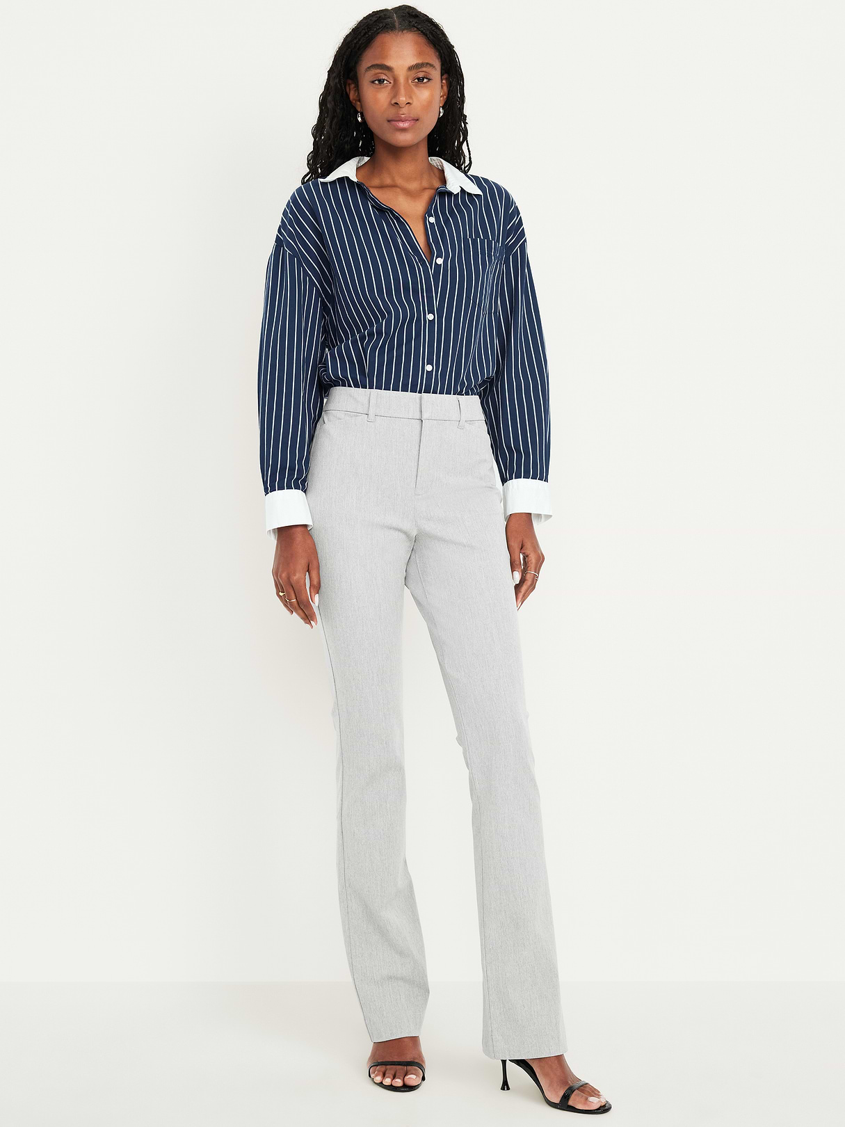 High-Waisted Pixie Flare Pants - Light Heather Gray by Old Navy