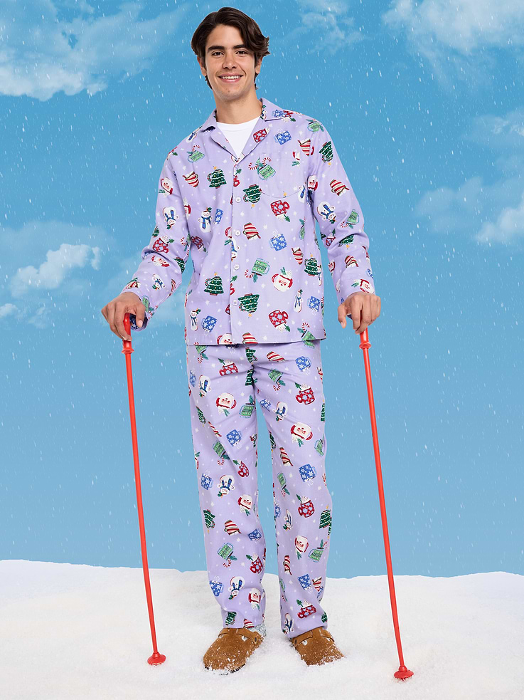 Image number 1 showing, Printed Flannel Pajama Set for Men