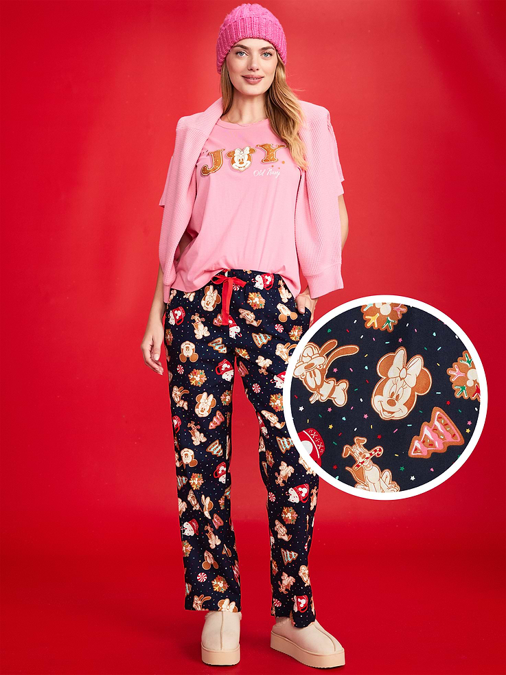 Image number 1 showing, Old Navy x Disney Mid-Rise Printed Flannel Pajama Pants for Women