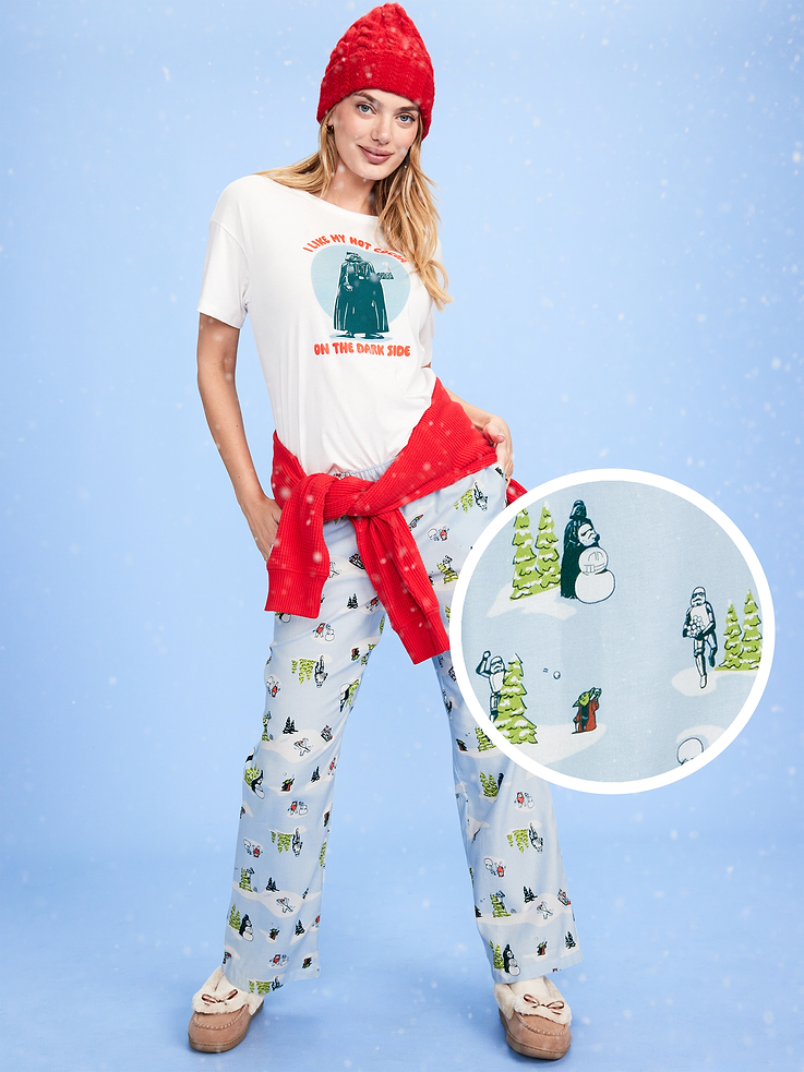 Image number 1 showing, Old Navy x Star Wars Mid-Rise Printed Flannel Pajama Pants for Women