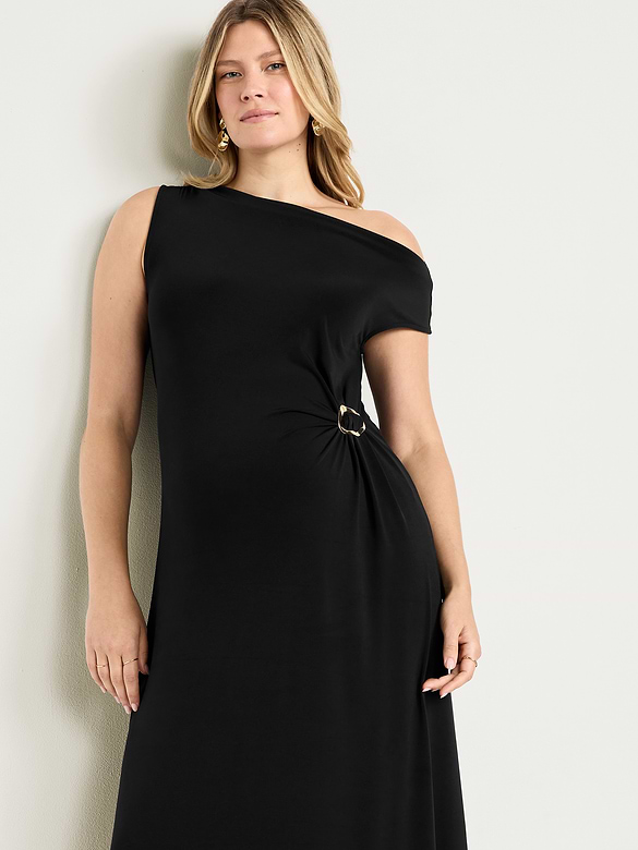 Maternity Asymmetrical Twist Drape Dress