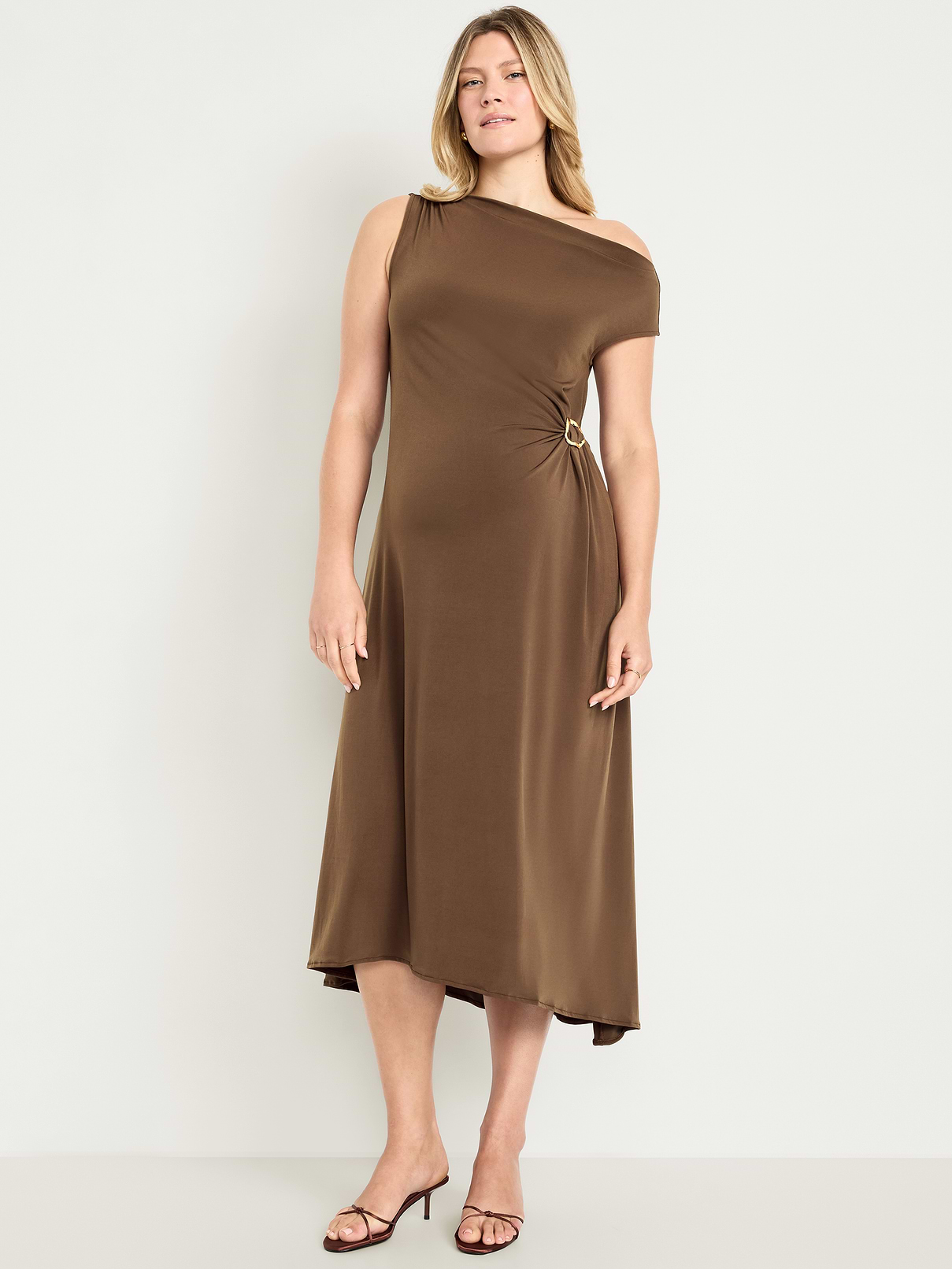 Image number 1 showing, Maternity Asymmetrical Twist Drape Dress