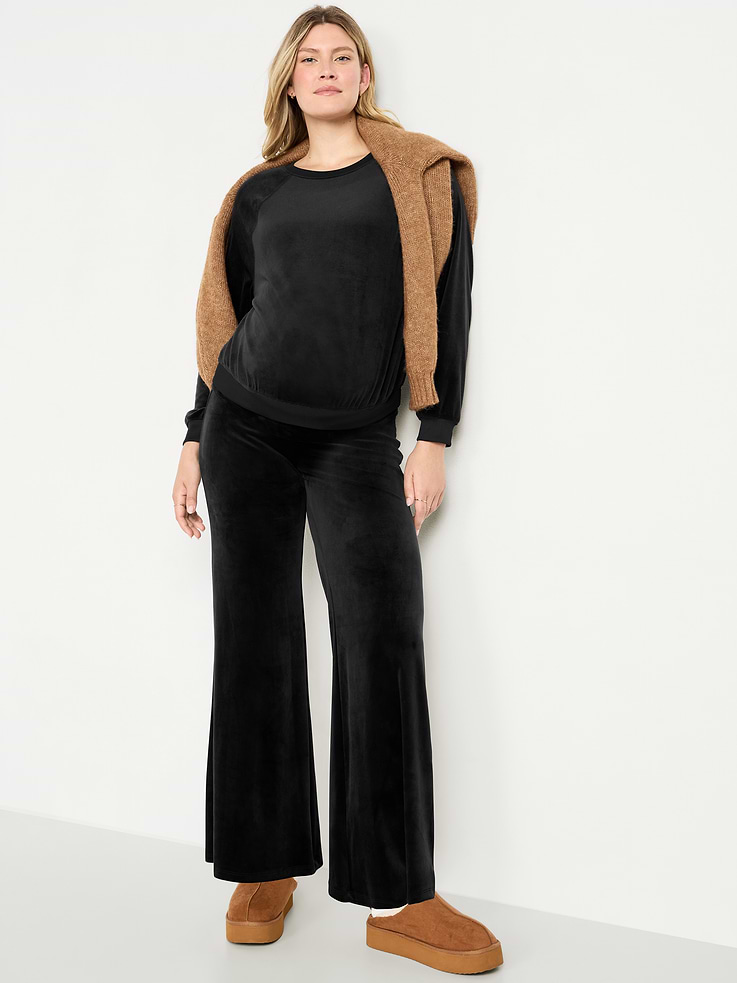 Image number 3 showing, Maternity Velour Crew-Neck Sweatshirt