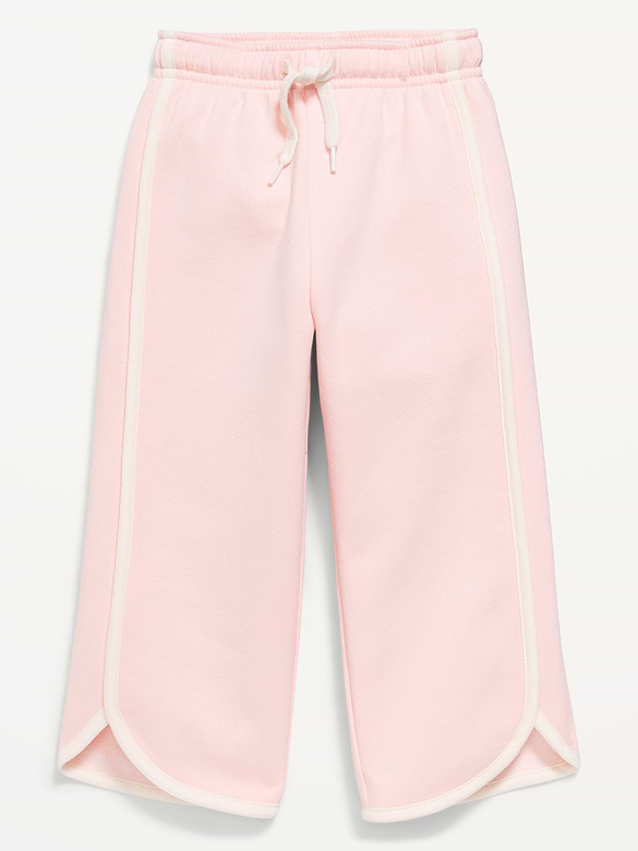 Pantalon en coton ouaté à ourlet arrondi fendu, longueur 3/4 pour toute-petite
