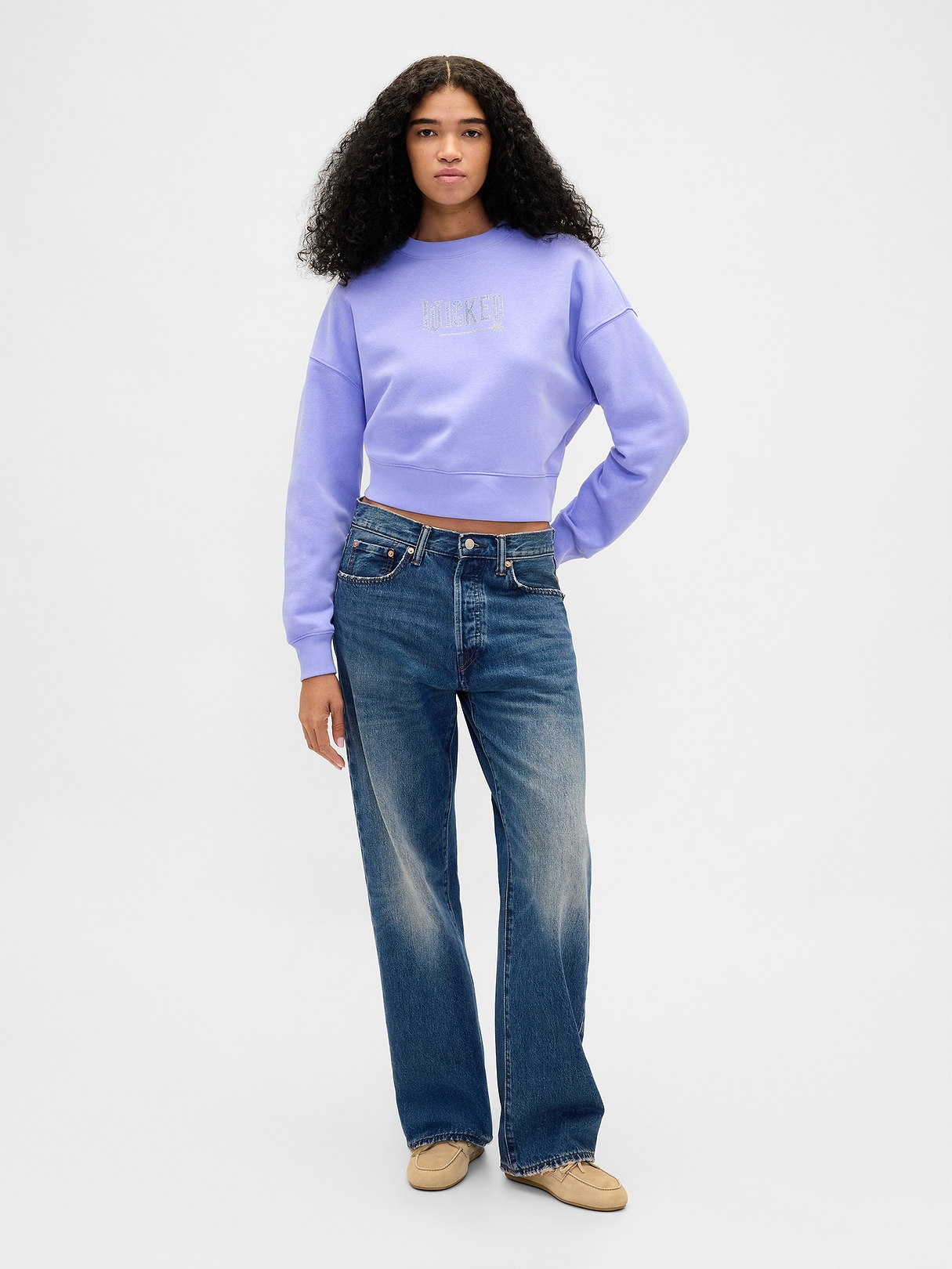 VintageSoft Wicked Crop Wedge Sweatshirt | Gap