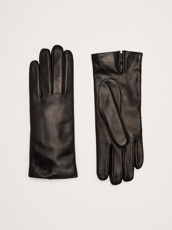 Italian Leather Cashmere-Lined Gloves