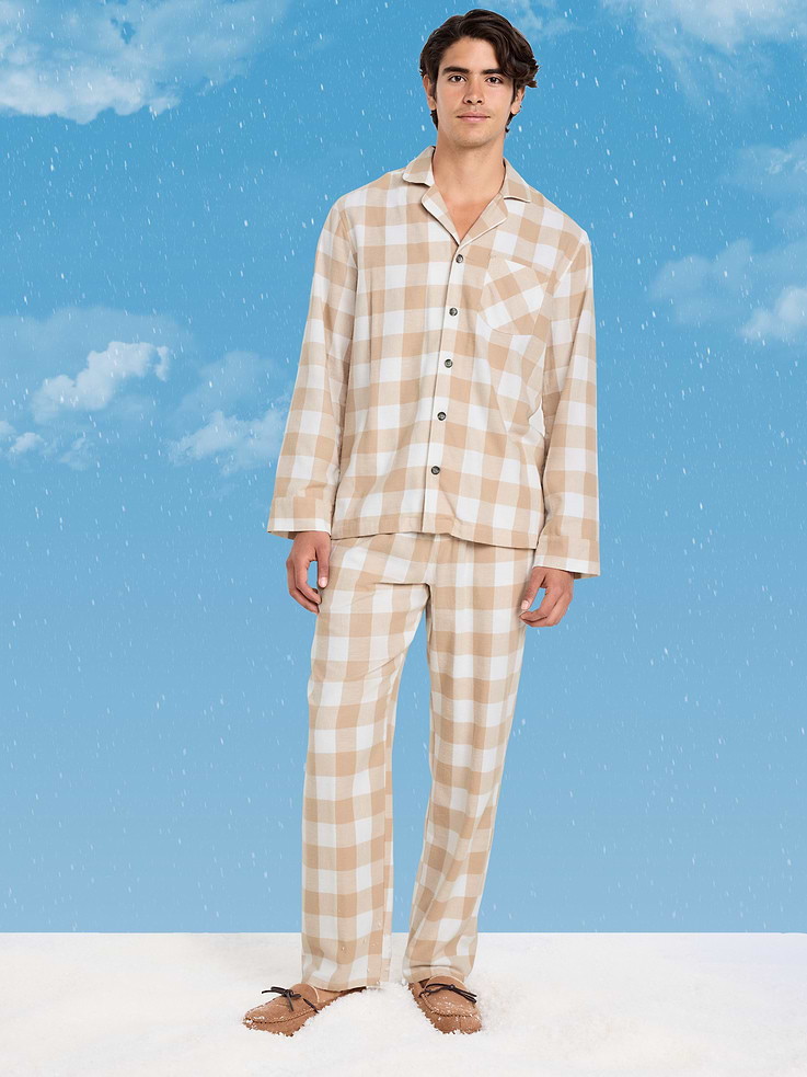 Image number 1 showing, Plaid Flannel Pajama Set for Men