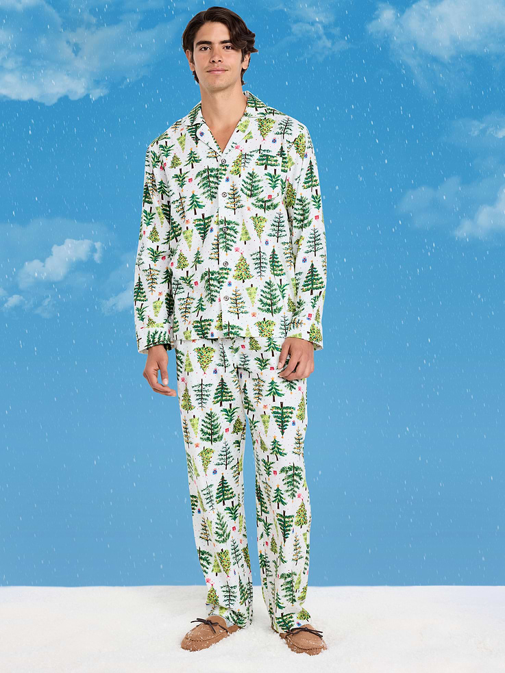 Image number 1 showing, Printed Flannel Pajama Set for Men