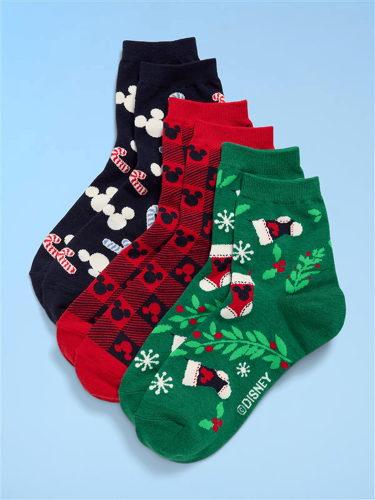 Image number 1 showing, Disney© 3-Pack Novelty Quarter Crew Socks for Women