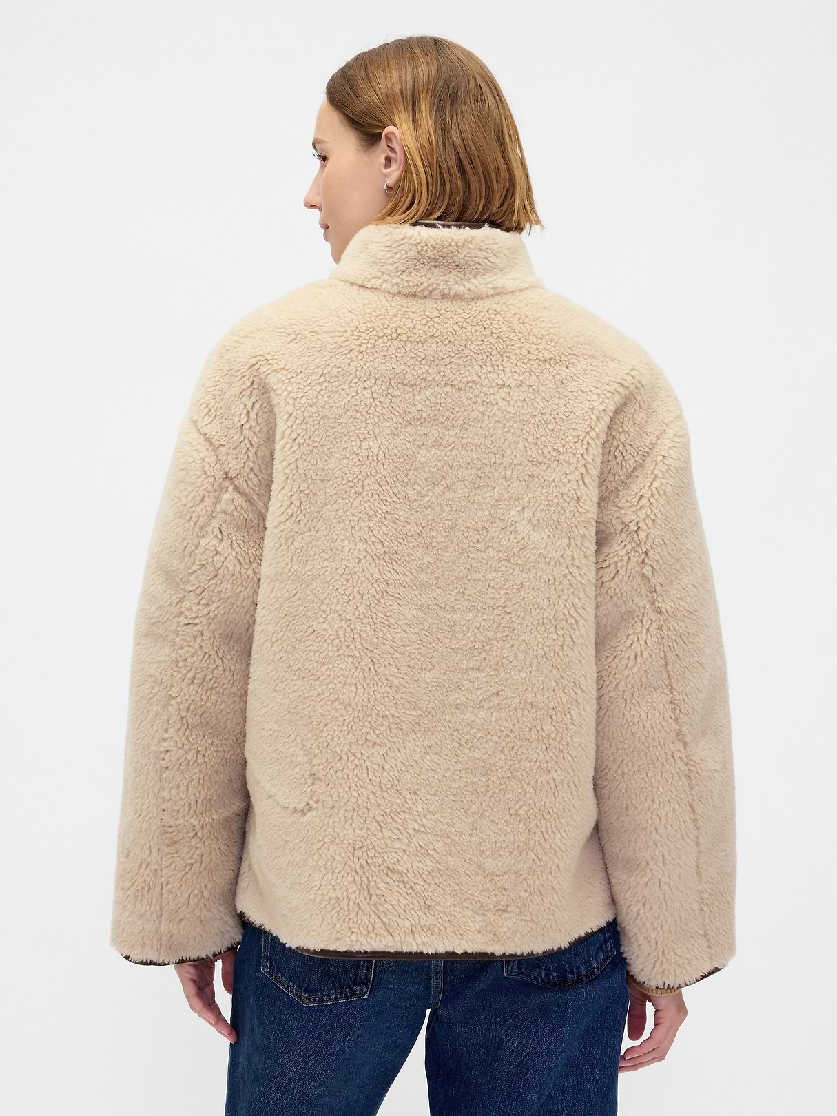 Recycled Sherpa & Vegan Leather-Trim Jacket | Gap