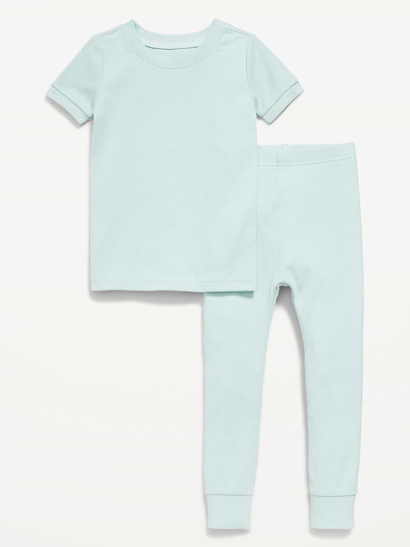 Snug-Fit Ribbed Pajama Set for Toddler & Baby
