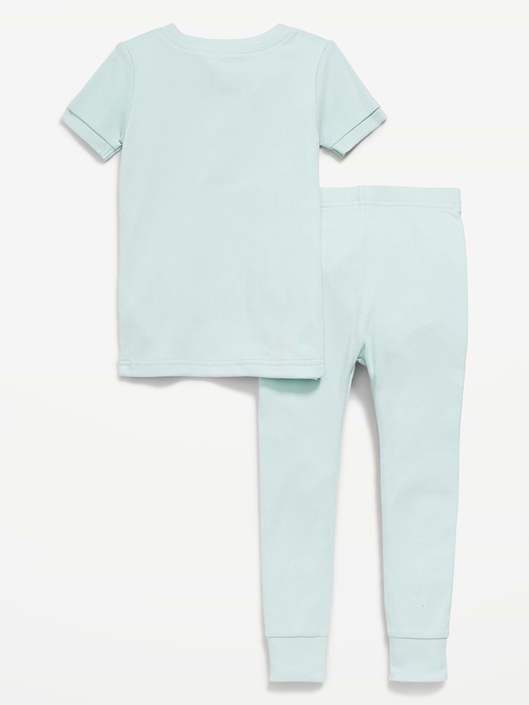Snug-Fit Ribbed Pajama Set for Toddler & Baby