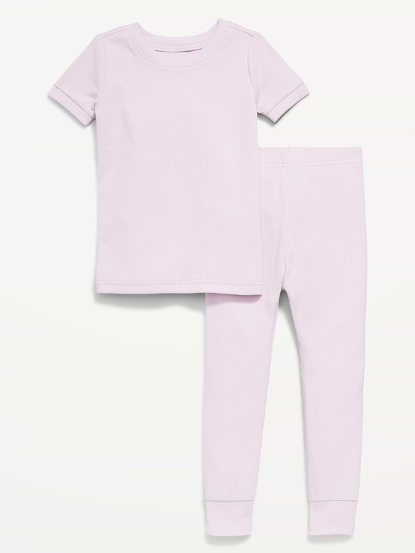 Snug-Fit Ribbed Pajama Set for Toddler & Baby