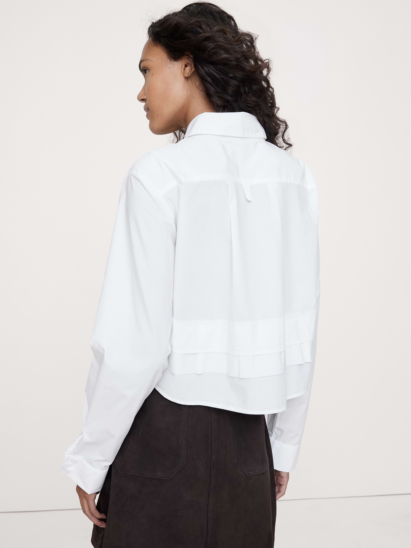 Image number 2 showing, Cotton Poplin Ruffle-Back Shirt