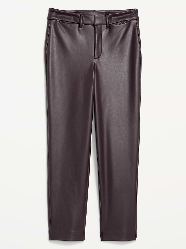 Image number 1 showing, High-Waisted Faux-Leather Pixie Straight Pants