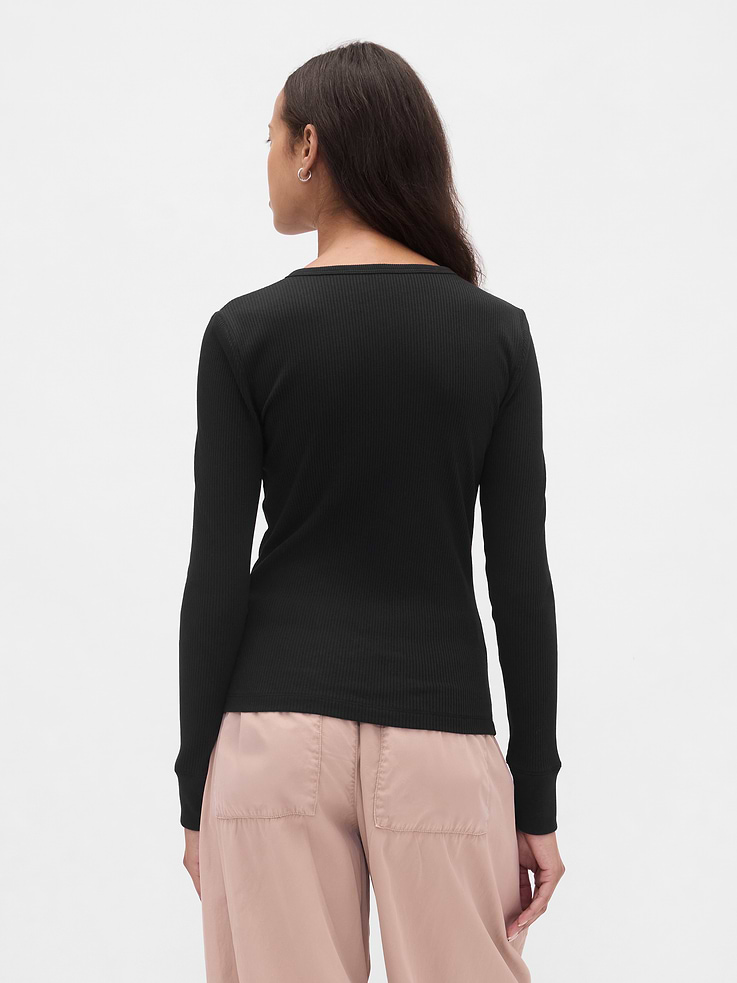Image 3 of 5, Modern Rib Henley T-Shirt