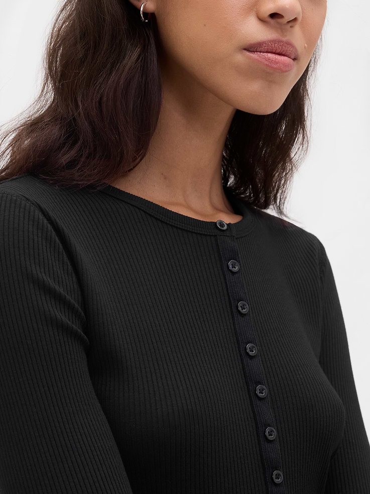 Image 4 of 5, Modern Rib Henley T-Shirt