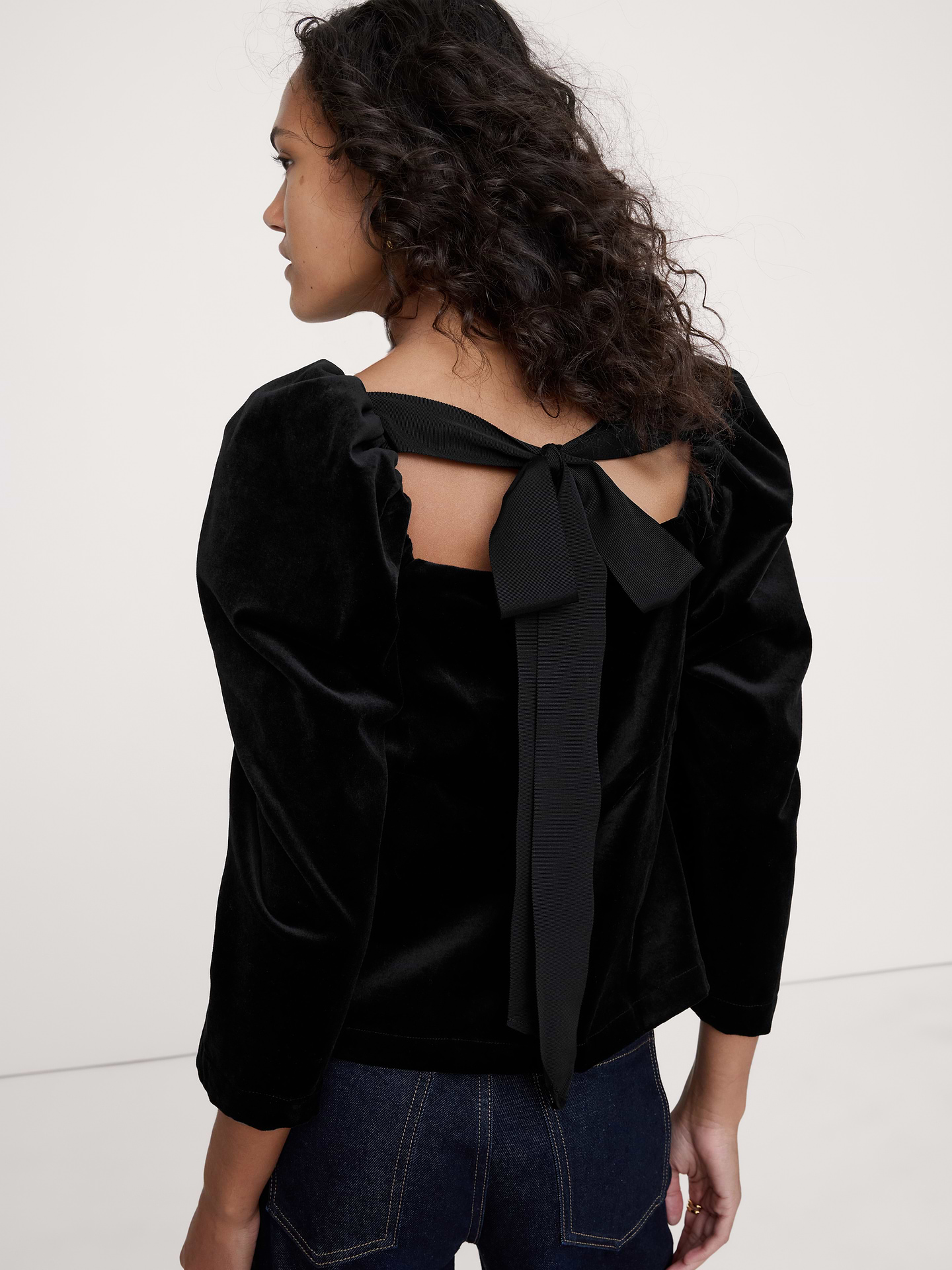 Image number 3 showing, Cotton Velvet Puff-Sleeve Top