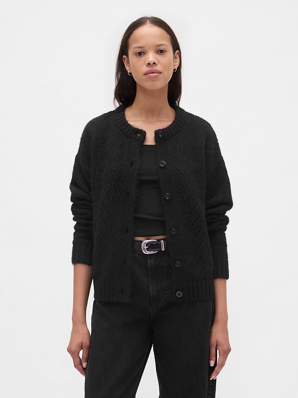 Fuzzy Pointelle Cardigan