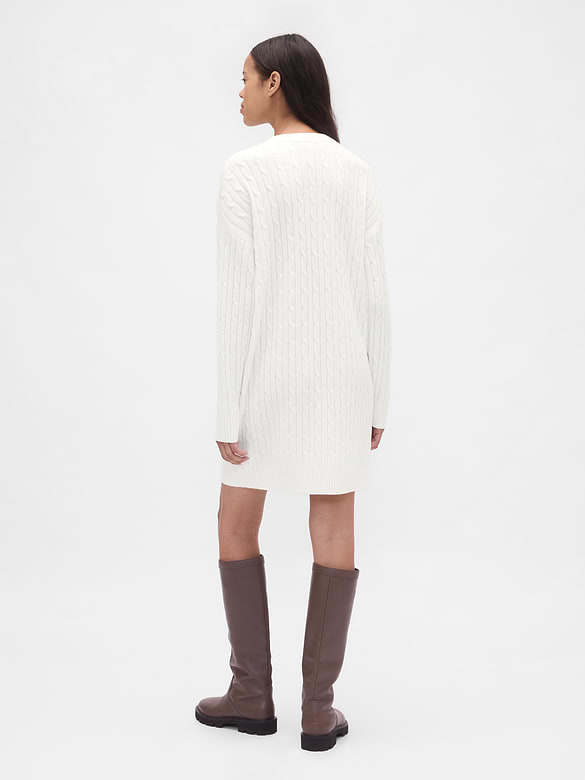 CashSoft Cable-Knit Mini Sweater Dress
