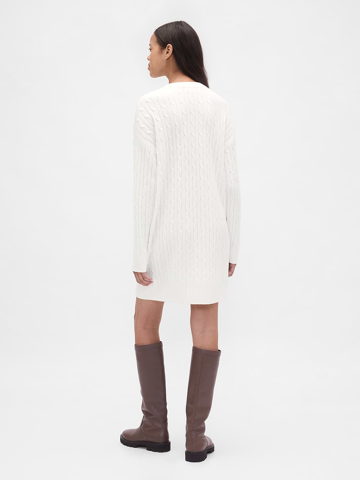 Image number 2 showing, CashSoft Cable-Knit Mini Sweater Dress