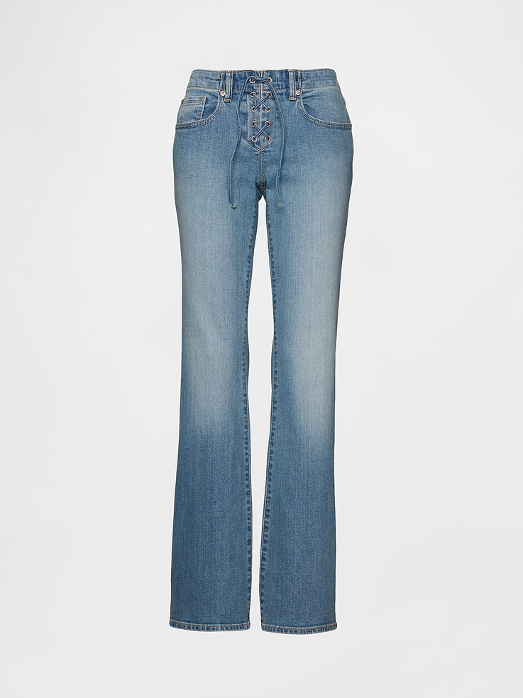 Image number 7 showing, Low Rise Long & Lean Lace-Up Jeans