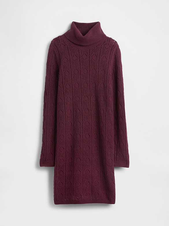 CashSoft Pointelle Turtleneck Sweater Dress