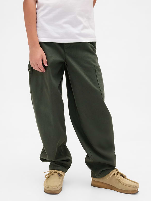 Kids Brushed Cargo Baggy Taper Pants
