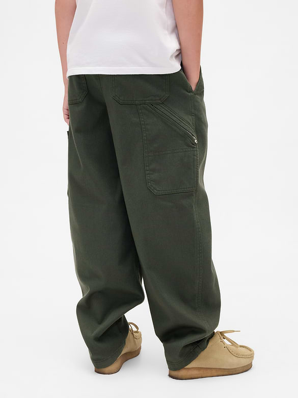 Kids Brushed Cargo Baggy Taper Pants