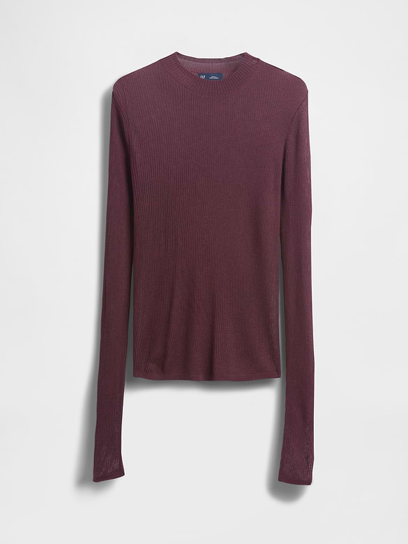 High-Neck Sheer Sweater