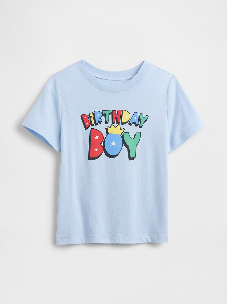 Image 1 of 3, Soft jersey knit., Short sleeves., Crewneck., Birthday graphic at front., Product #1171947