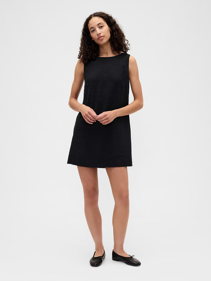 Image number 1 showing, Linen-Blend Apron Mini Dress